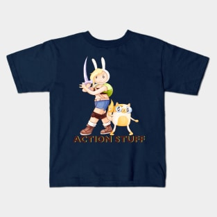 Action Stuff!! Fionna and Cake / Adventure Time fan art Kids T-Shirt